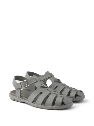 Prada Rubber Fisherman Sandals In Gray