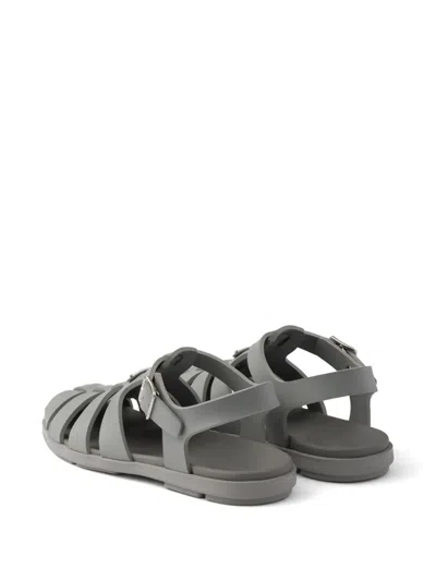 Prada Rubber Fisherman Sandals In Gray