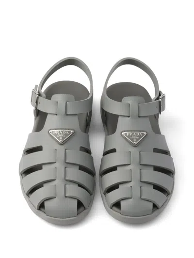 Prada Rubber Fisherman Sandals In Gray