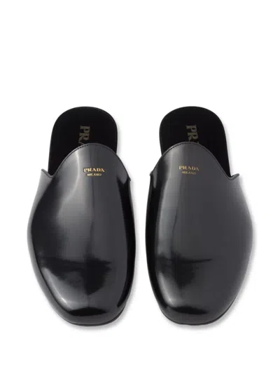 Prada Brushed Leather Slippers