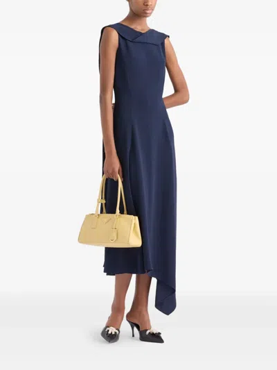 Prada Neck-scarf Backless Cady Crepe Midi Dress