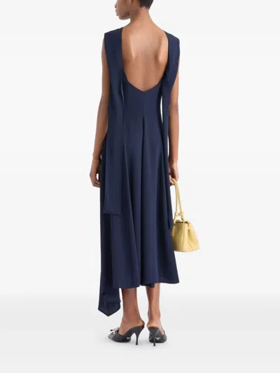 Prada Neck-scarf Backless Cady Crepe Midi Dress