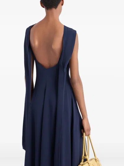 Prada Neck-scarf Backless Cady Crepe Midi Dress