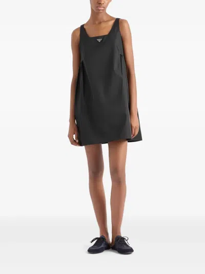 Prada Pouch Re-nylon Mini Dress In Black