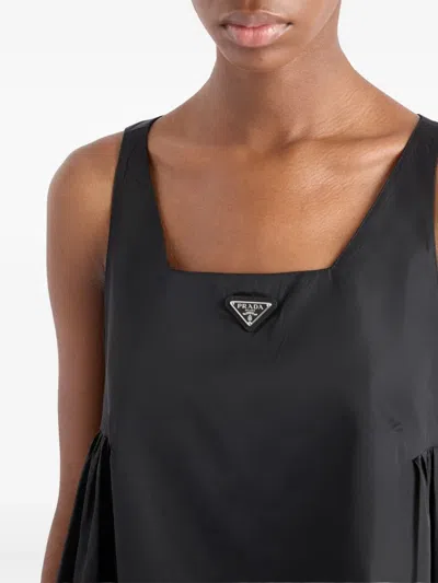Prada Pouch Re-nylon Mini Dress In Black