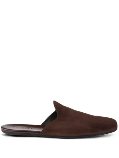 Prada Suede Mules In Brown