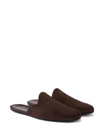 Prada Suede Mules In Brown