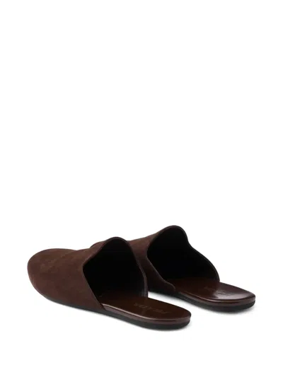 Prada Suede Mules In Brown