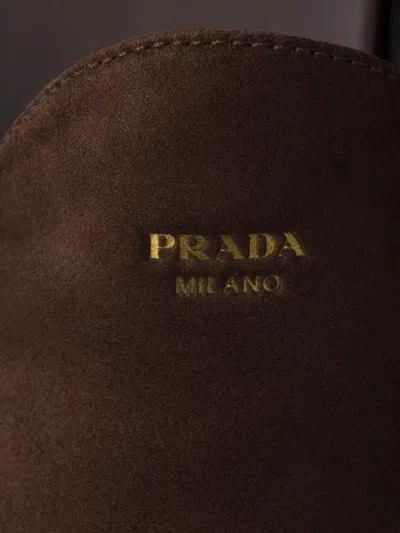 Prada Suede Mules In Brown