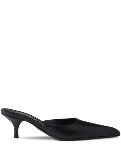 Prada Mule With Stiletto Heel And Pointed Toe In Black