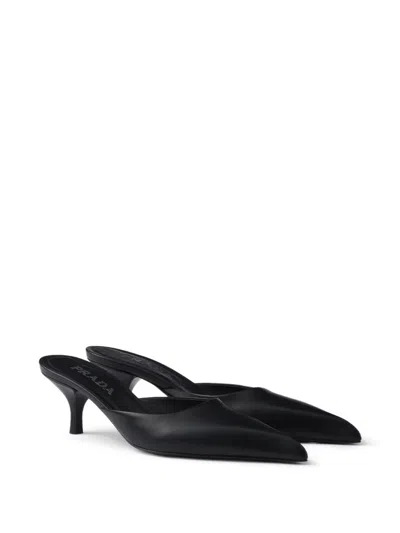 Prada Mule With Stiletto Heel And Pointed Toe In Black