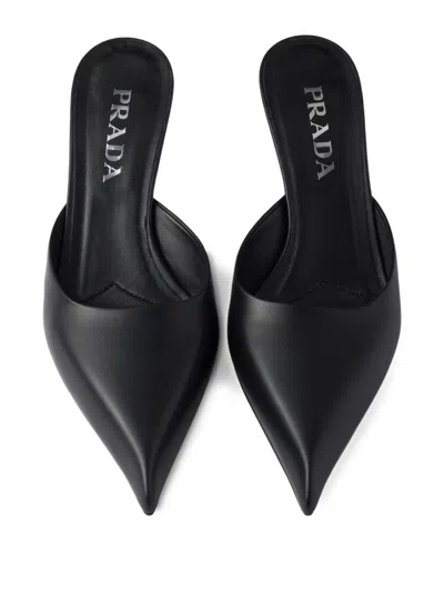 Prada Mule With Stiletto Heel And Pointed Toe In Black