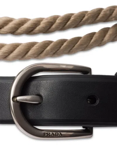 Prada Leather And Cord Belt