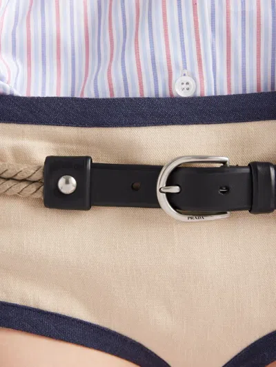 Prada Leather And Cord Belt