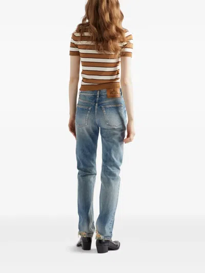 Prada Striped Short-sleeve Polo Sweater