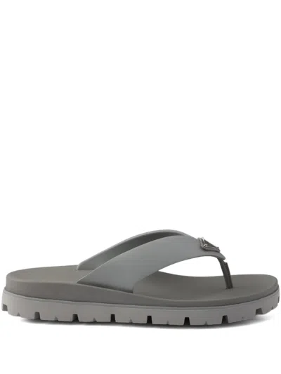 Prada Rubber Thong Sandals In Black