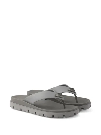 Prada Rubber Thong Sandals In Black