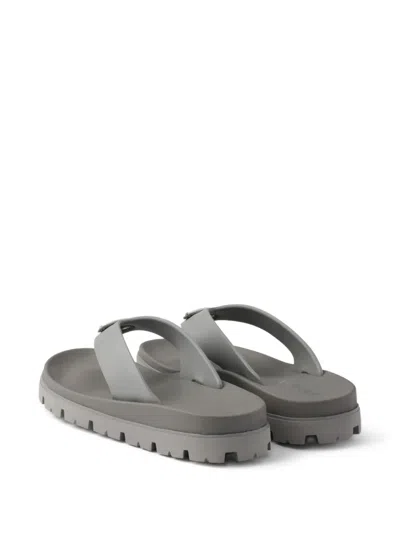 Prada Rubber Thong Sandals In Black