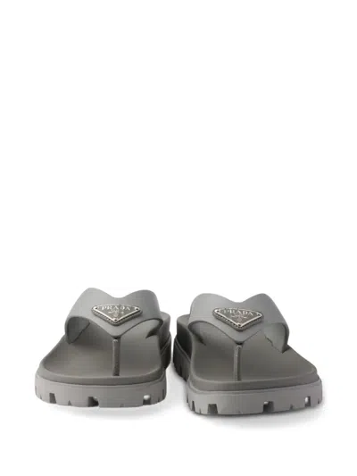 Prada Rubber Thong Sandals In Black