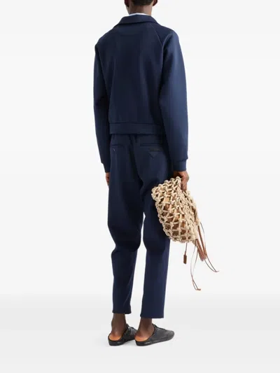 Prada Zippered Technical Fabric Jacket In Blue