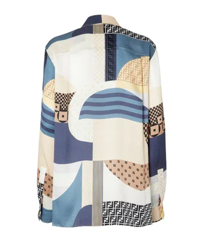 Fendi Camicia In Seta Stampata Donna In Neutral