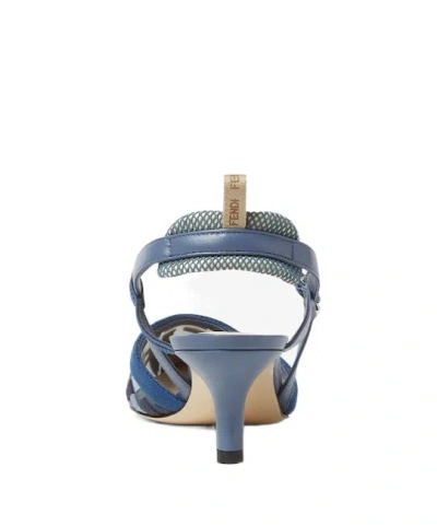 Fendi Ff Embroidery Colibrì Lite Mesh Slingback In Blue