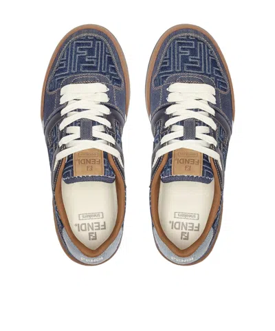 Fendi Match Jacquard Ff Sneaker Blue In Multi
