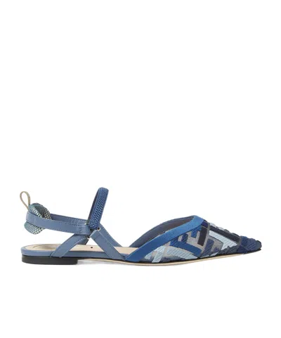 Fendi Colibri Lite Slingback Ballet Flats In Blue
