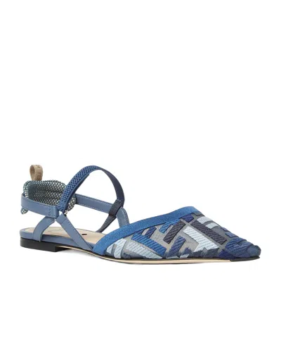 Fendi Colibri Lite Slingback Ballet Flats In Blue
