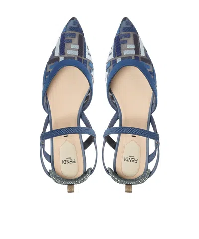 Fendi Colibri Lite Slingback Ballet Flats In Blue