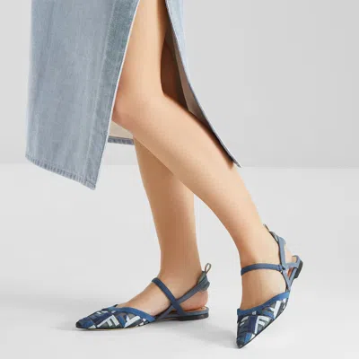 Fendi Colibri Lite Slingback Ballet Flats In Blue