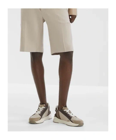 Fendi Flow Sneaker In Beige Nubuck In Brown