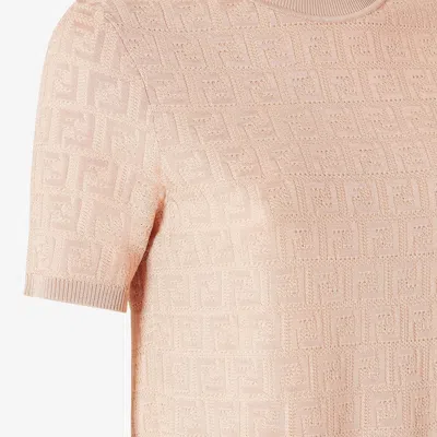 Fendi Woman Beige Tops In Pink