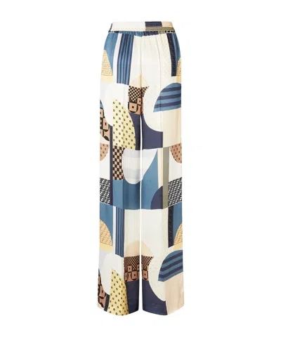 Fendi Patchwork Print Silk Flowing Pyjama Trousers In Multi