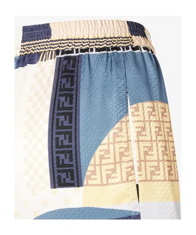Fendi Patchwork Print Silk Flowing Pyjama Trousers In Multi