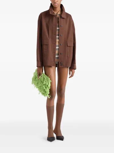 Prada Brown High Neck Jacket