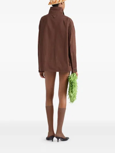 Prada Brown High Neck Jacket