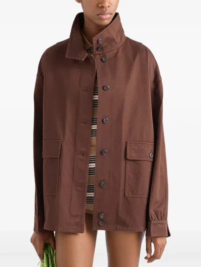 Prada Brown High Neck Jacket