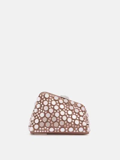 Attico Midnight Leather Clutch Circular Embellishments