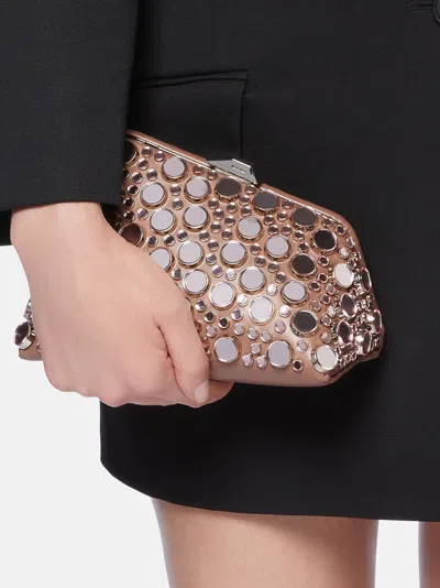 Attico Midnight Leather Clutch Circular Embellishments