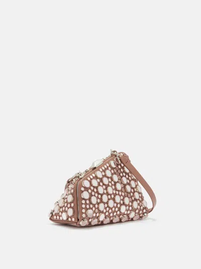 Attico Midnight Leather Clutch Circular Embellishments