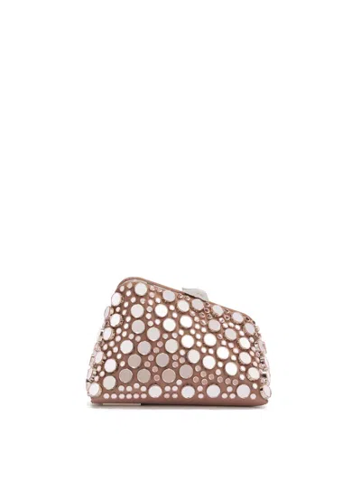 Attico Midnight Leather Clutch Circular Embellishments