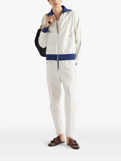 Prada Nappa Leather Joggers In White