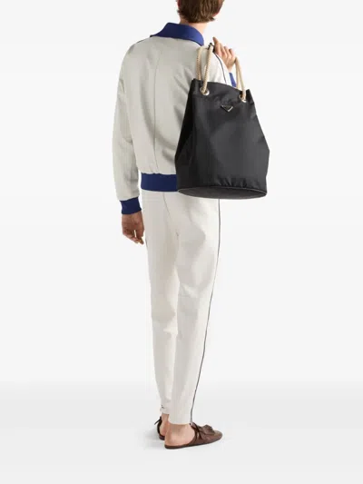 Prada Nappa Leather Joggers In White