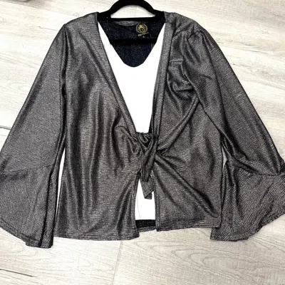Accessorize Me Lurex Bell Top Wrap Jacket In Black