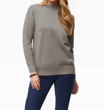 Velvet By Graham & Spencer Mock Neck Long Sleeve Sweater In Heather In Gray