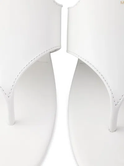 Prada Brushed Leather Thong Sandals In White