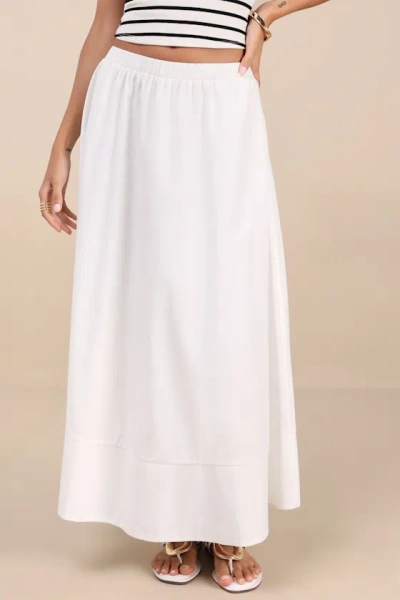 Lulus Varinia White Poplin A-line Maxi Skirt In Multi