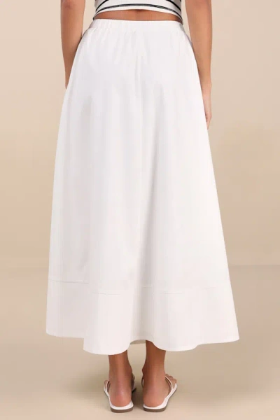 Lulus Varinia White Poplin A-line Maxi Skirt In Multi