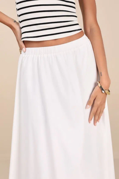 Lulus Varinia White Poplin A-line Maxi Skirt In Multi